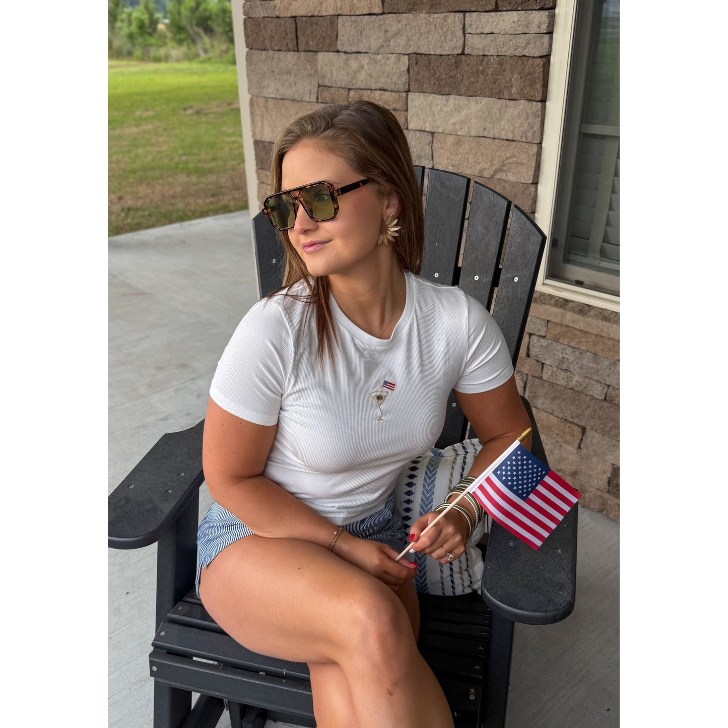 USA Cocktail Embroidered Baby Tee