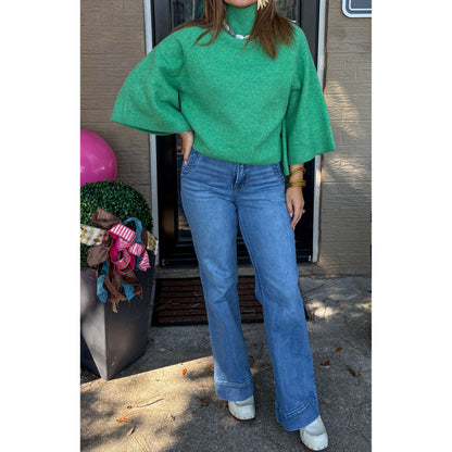 Ellison Mockneck Sweater, Apple Green