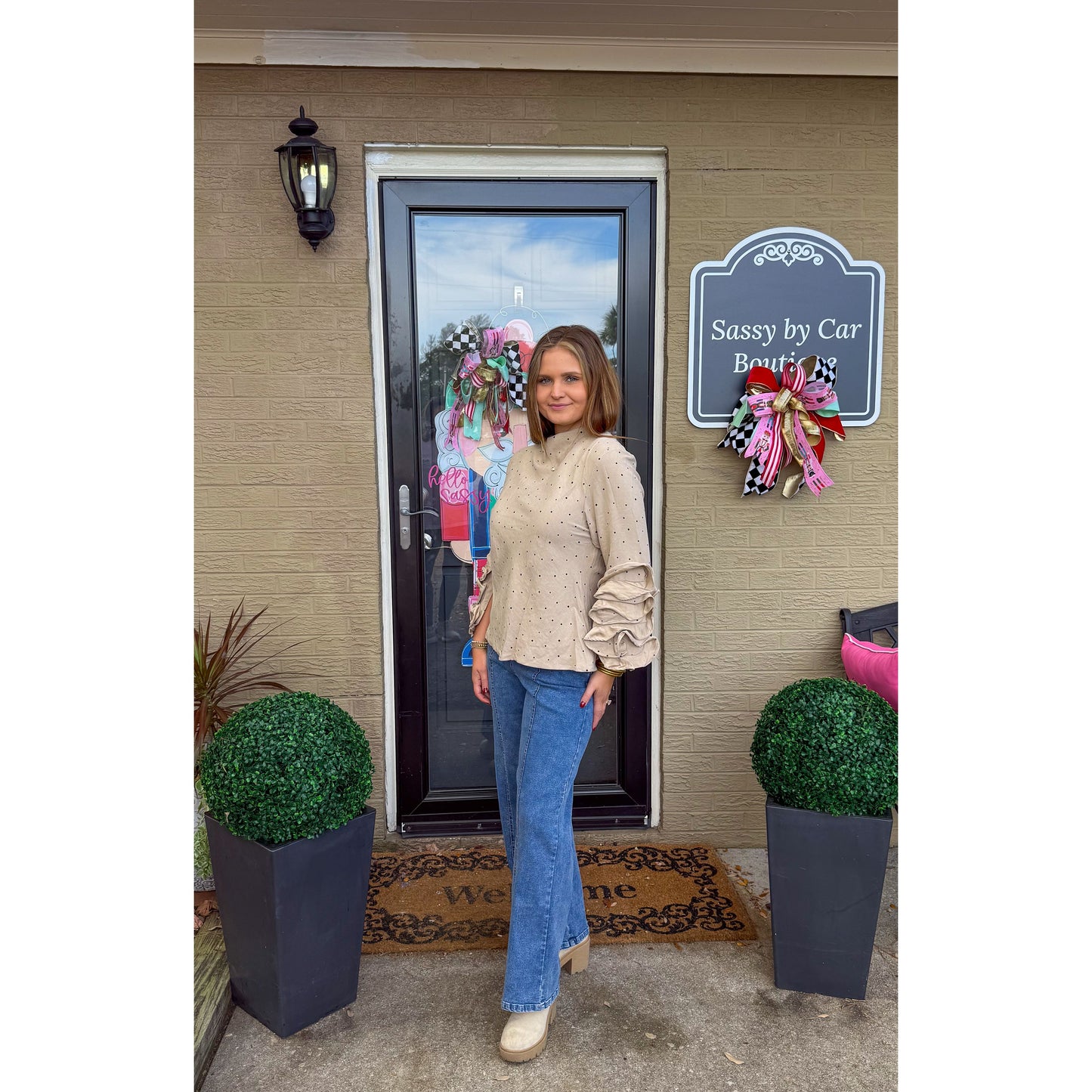 Polka Dot Detail Blouse