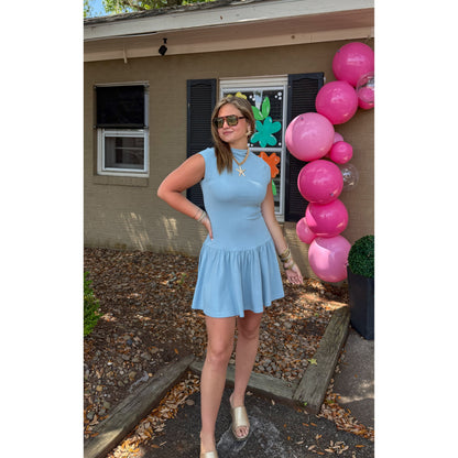 Merritt Mini Dress, Slate Blue