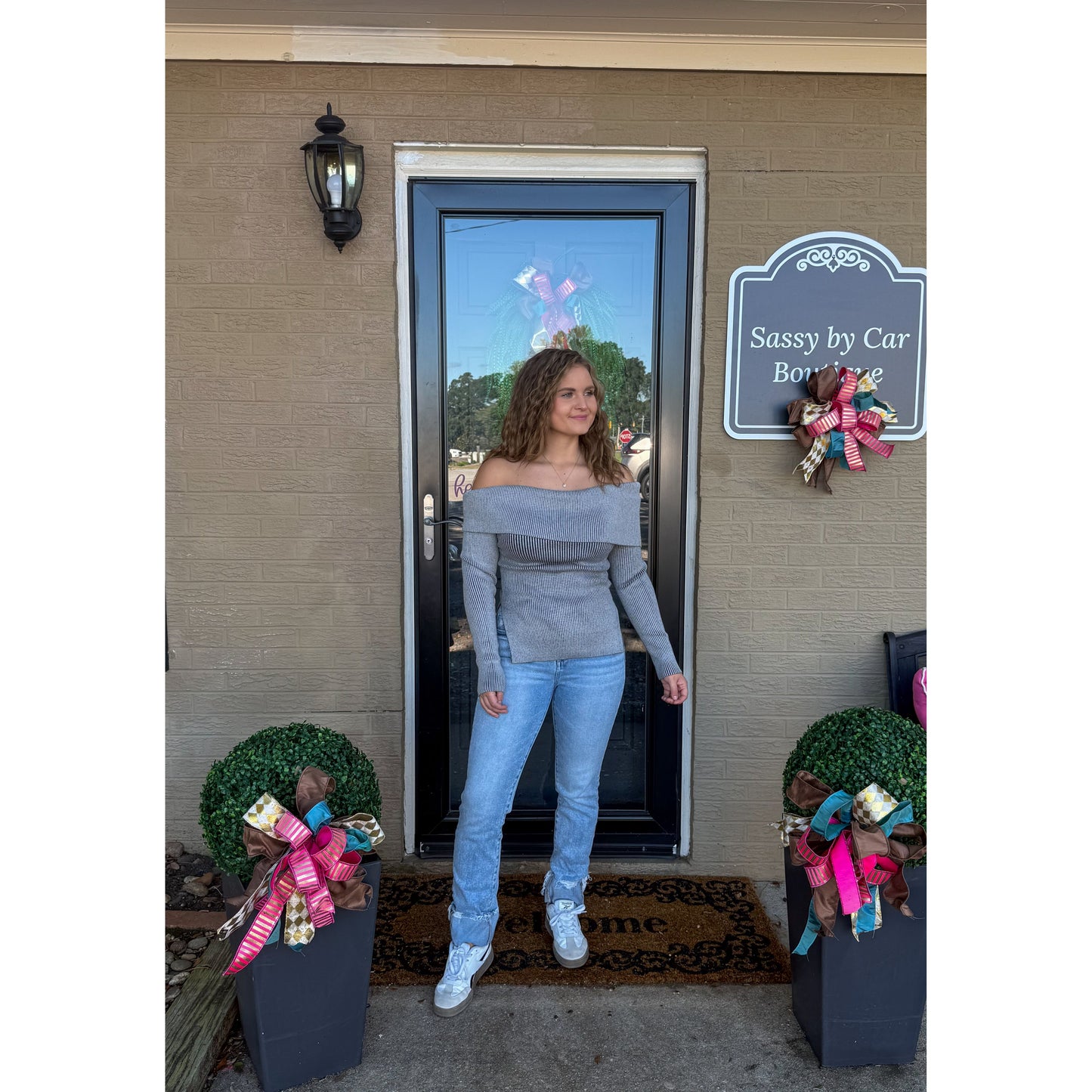 Maddie OTS Sweater, Grey