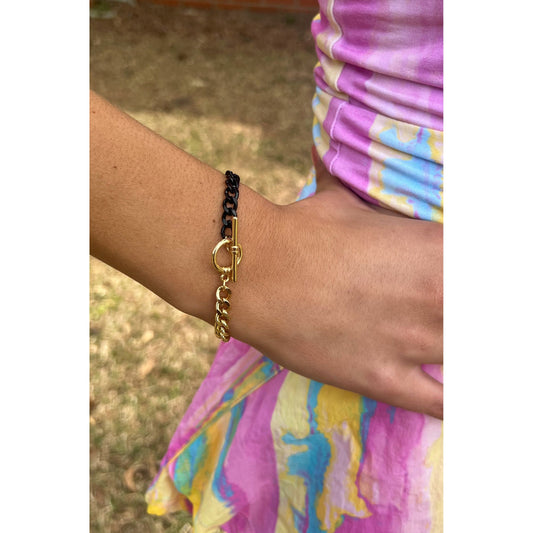 Avery Chain Bracelet, Gold/Black
