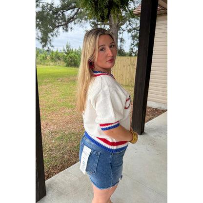 America Puff Short Sleeve Sweater