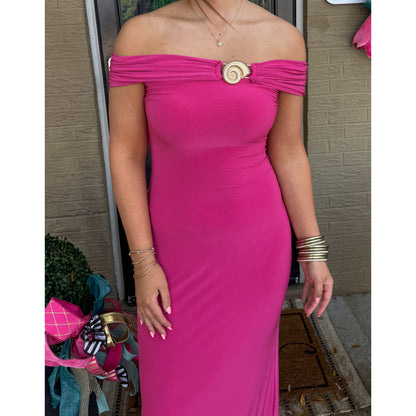 OTS Seashell Maxi Dress, Fuchsia