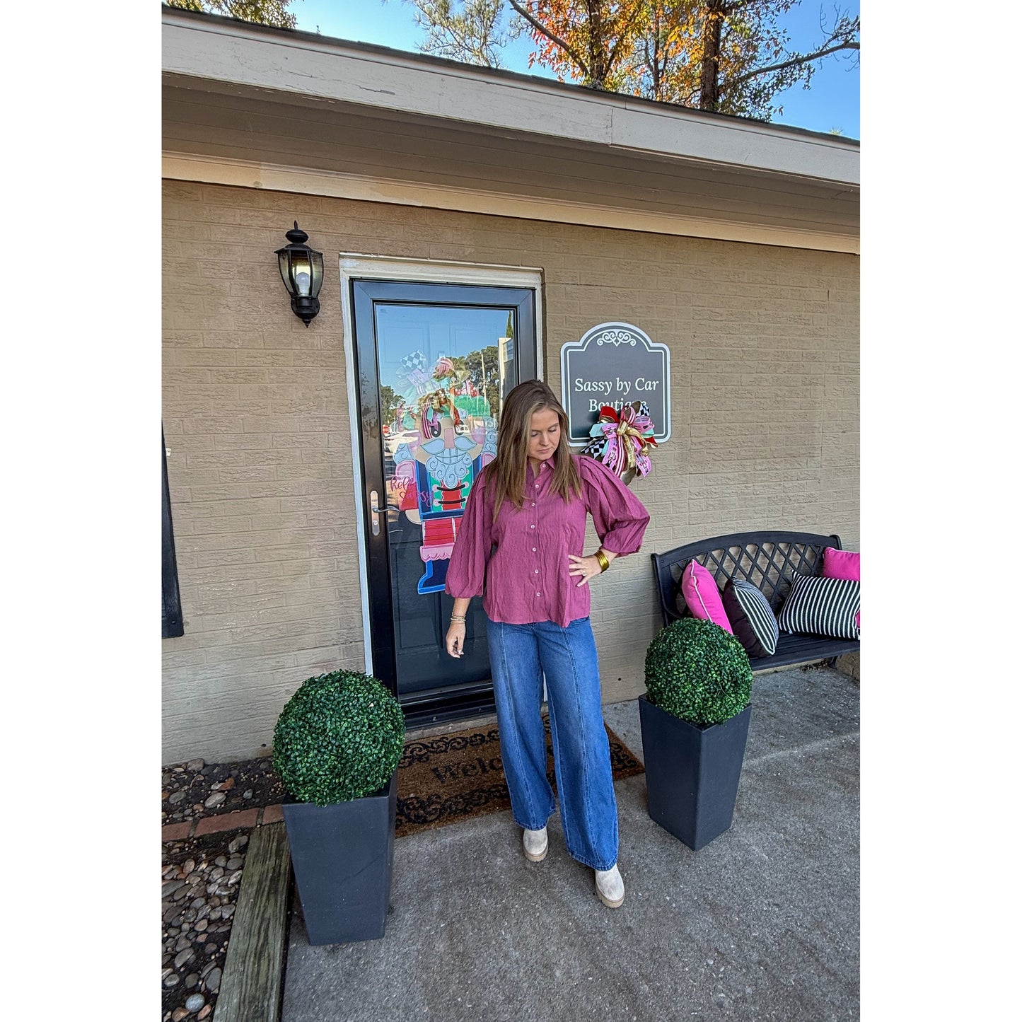 Mabel Detail Blouse, Pink Multi