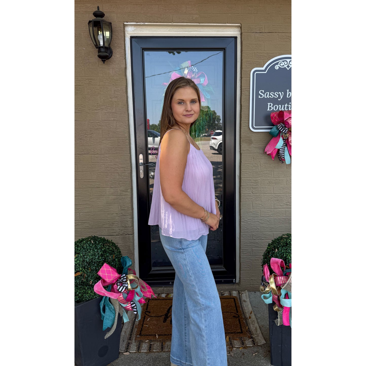 Lulu Pleated Cami Top, Lavender