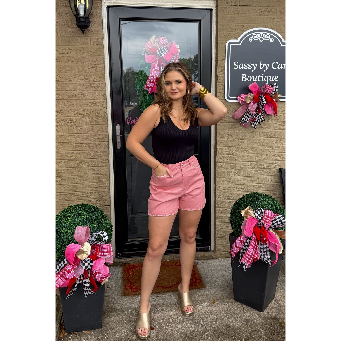 Francesca Denim Shorts, Pink