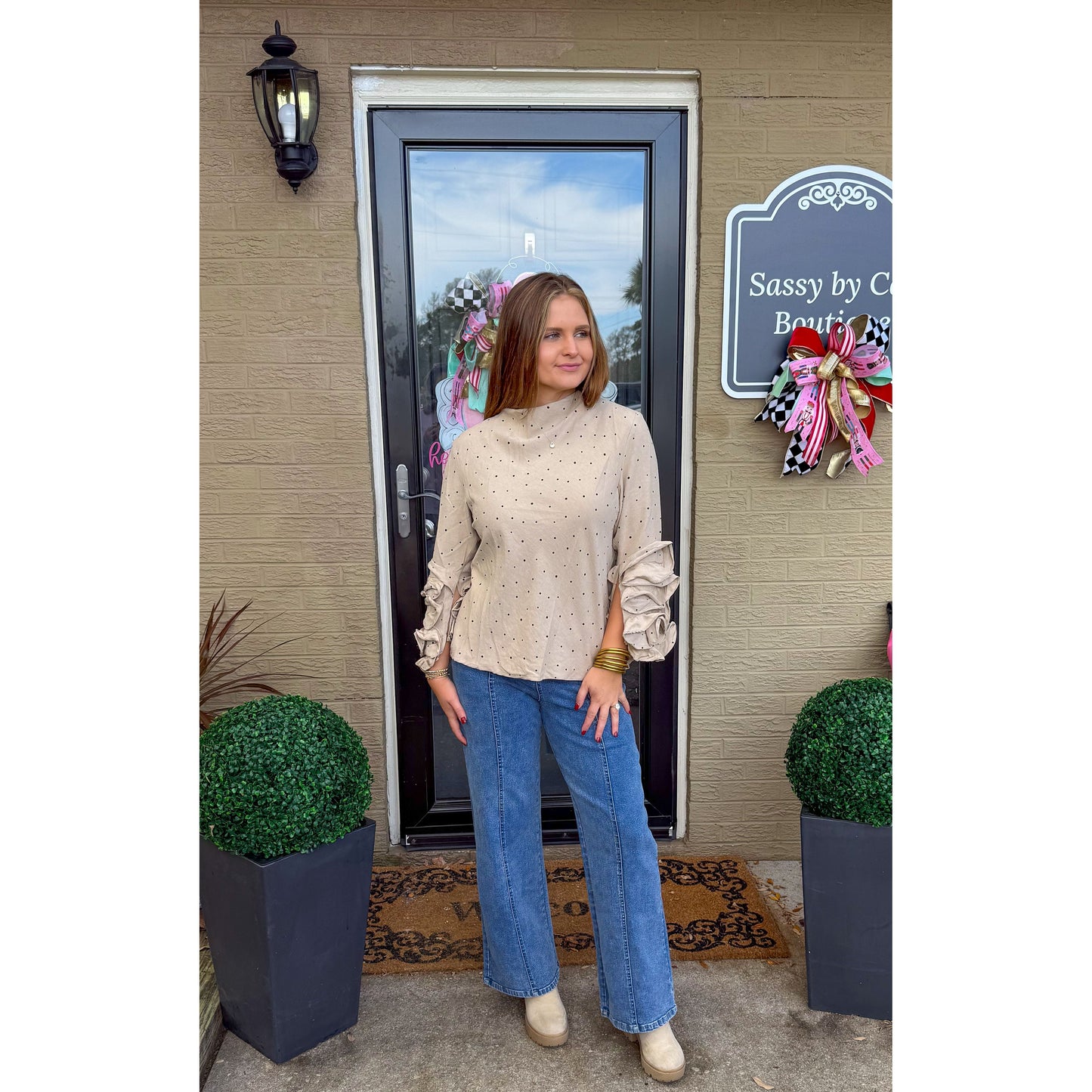 Polka Dot Detail Blouse