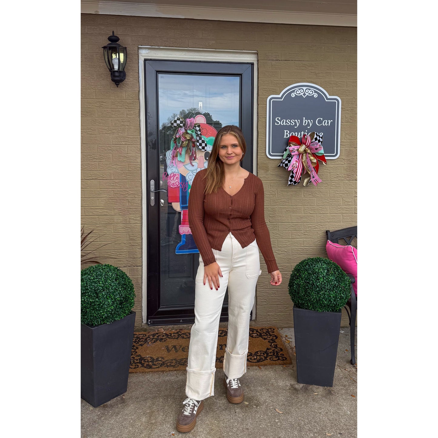 Kira Detail Top, Brown