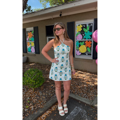 Bennett Halter Mini Dress, Cream Multi