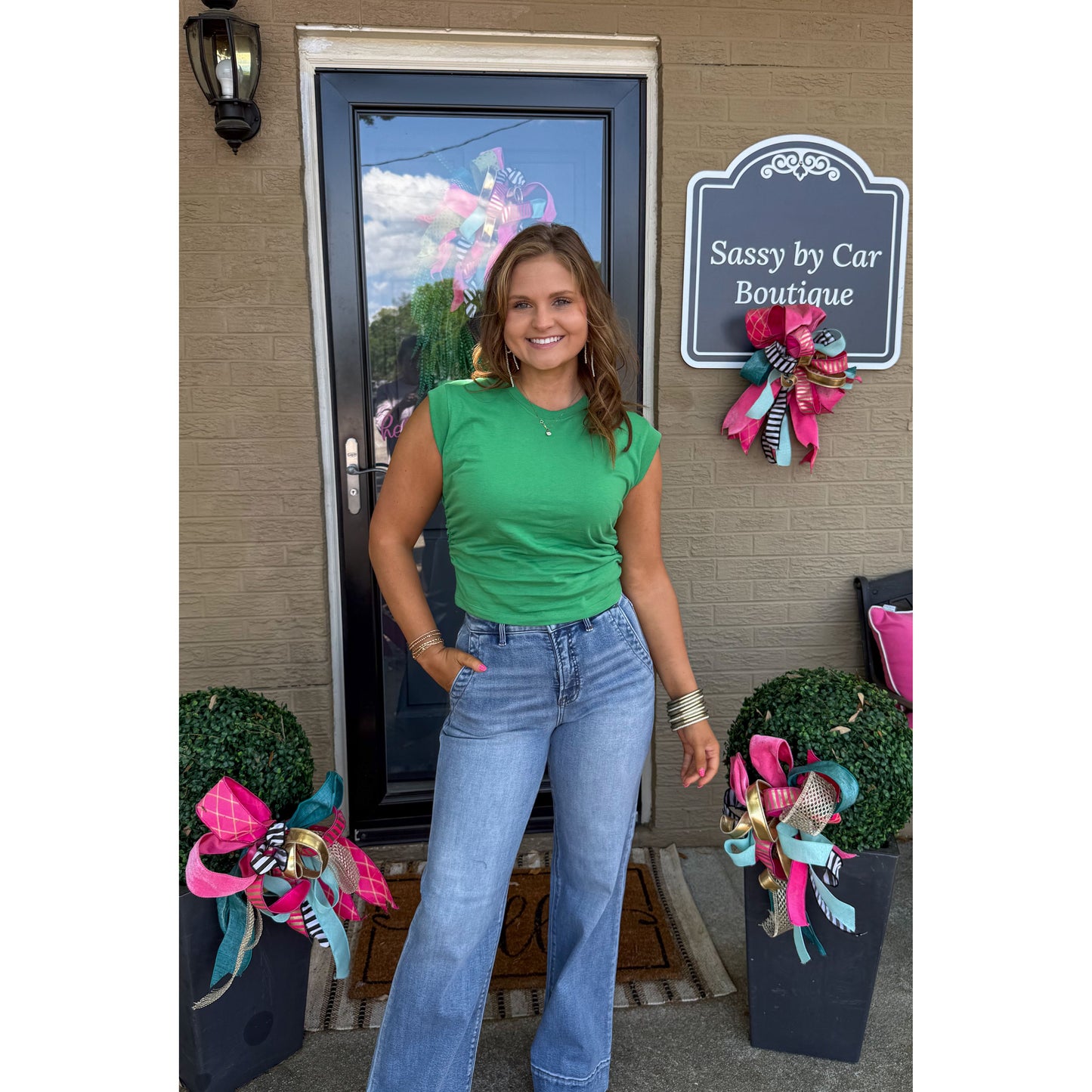 Apple Green Detail Top