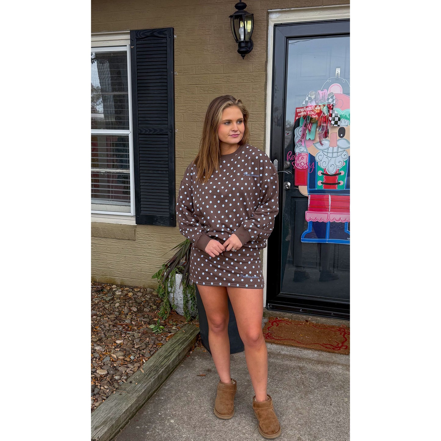 Trust the Process Polka Dot Lounge Set, Blue/Brown