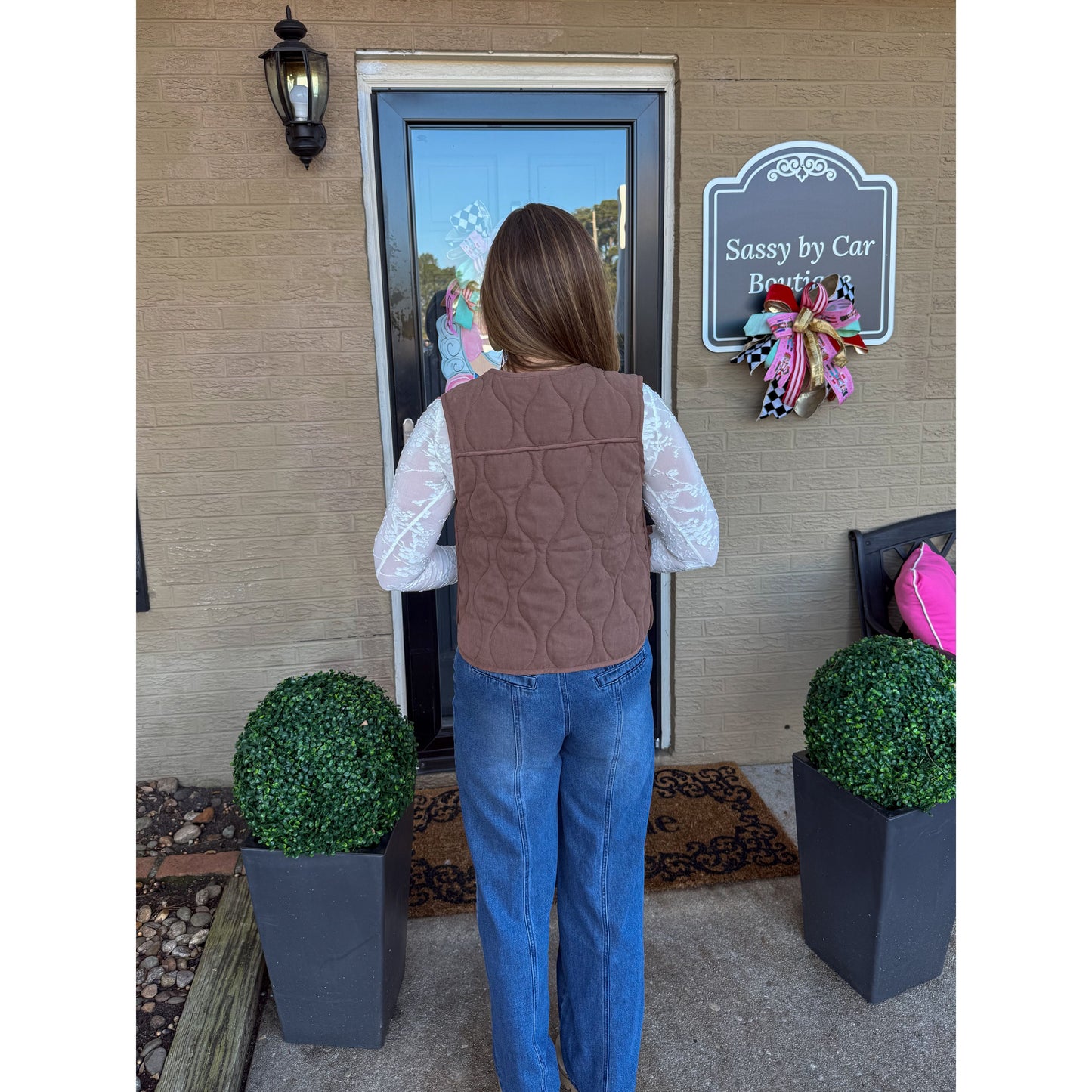 Reign Quilted Vest, Espresso Brown