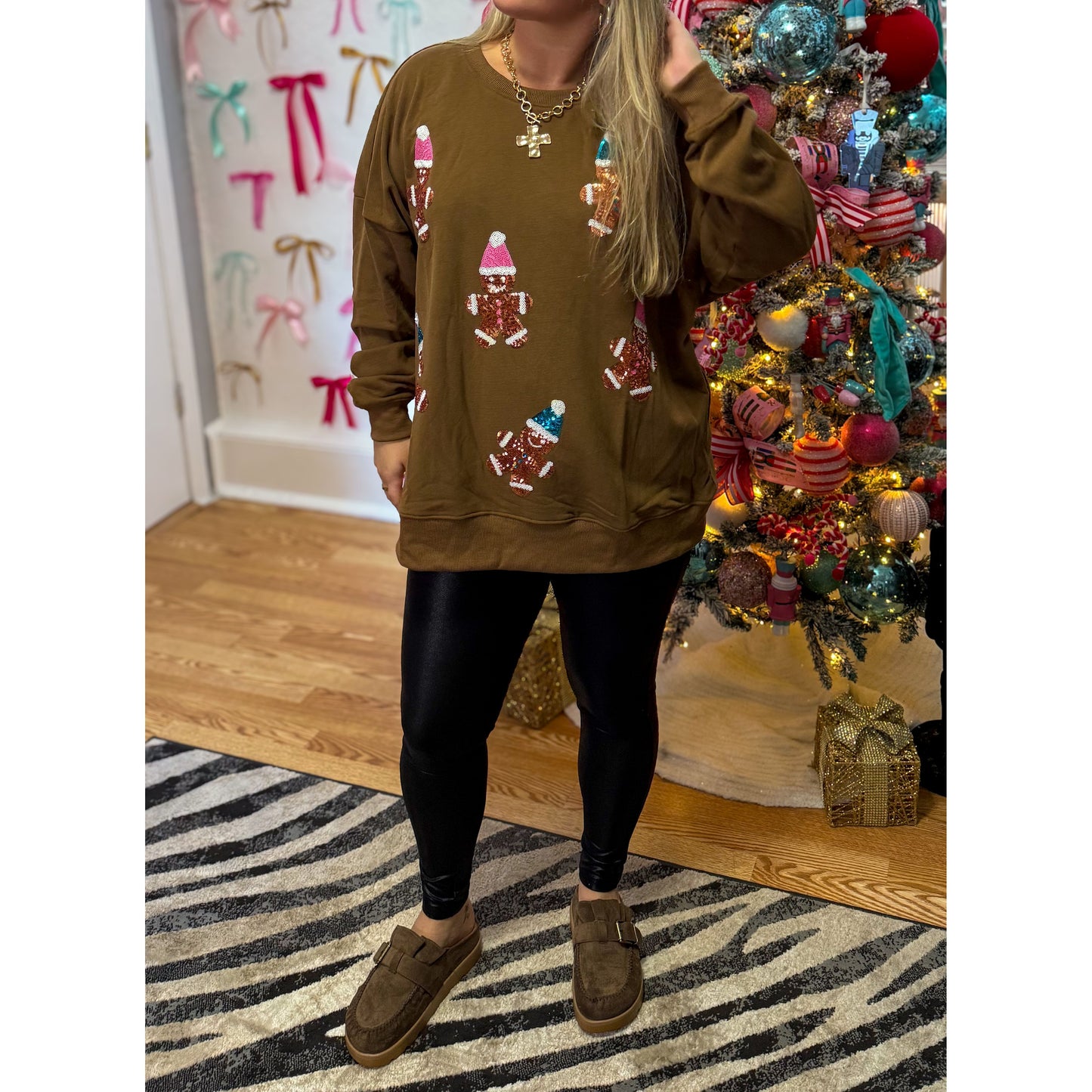 Sequin Gingerbread Top