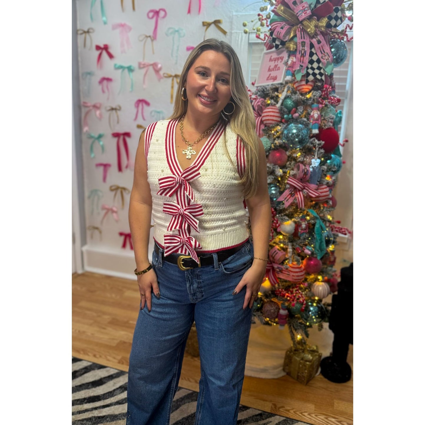 Pearl/Bow Sweater Vest