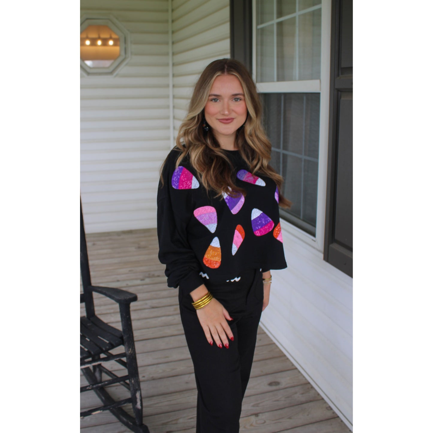 Candy Corn Sequin Sweatshirt, Multi-Color