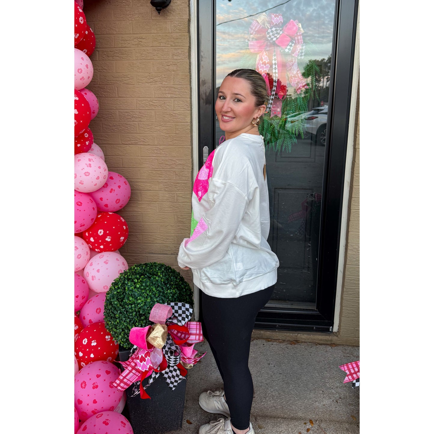 Ace of Hearts Sequin Top, White Multi