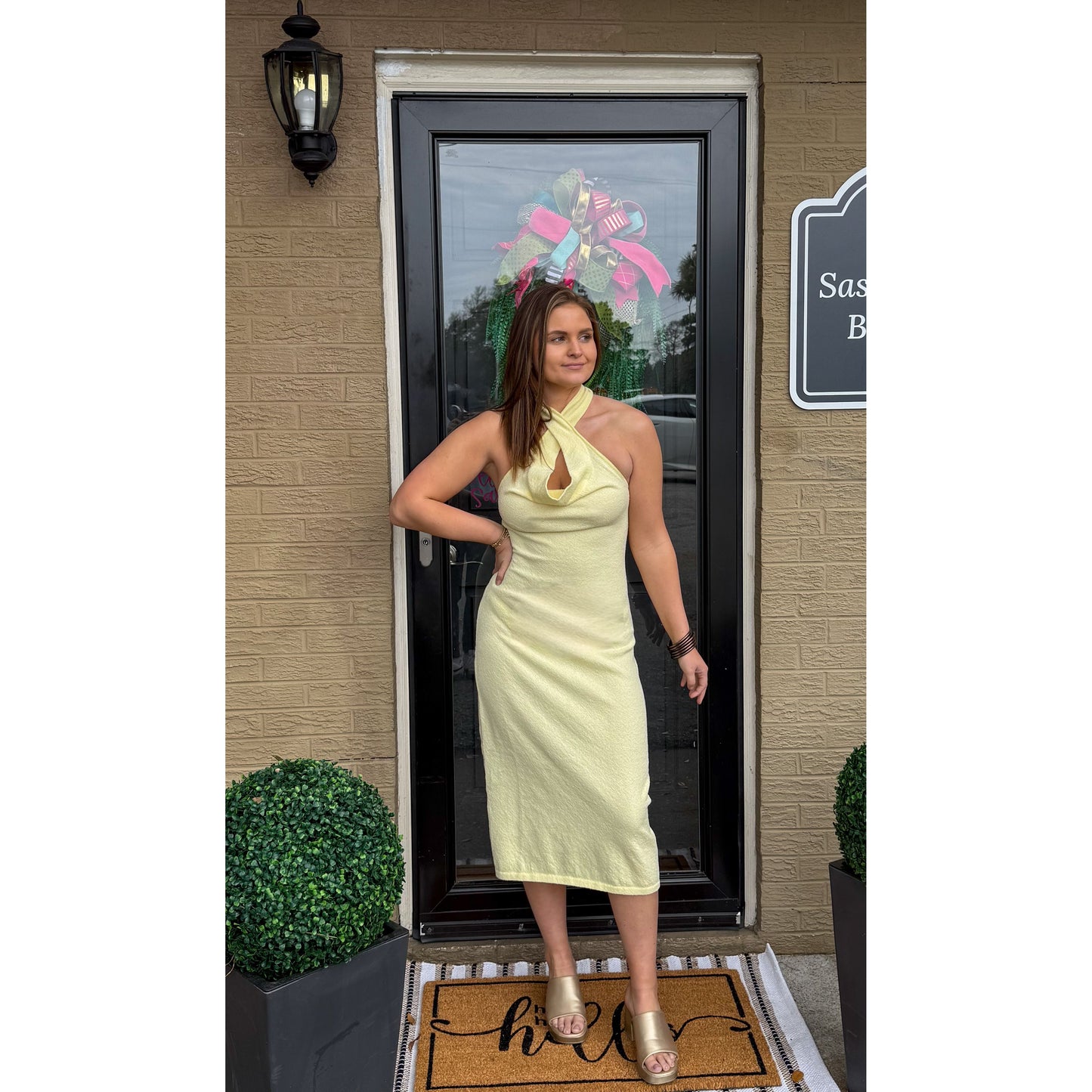 Hallie Halter Dress, Butter Yellow