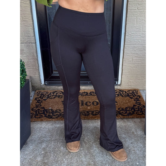 Flare Leg Leggings, Black