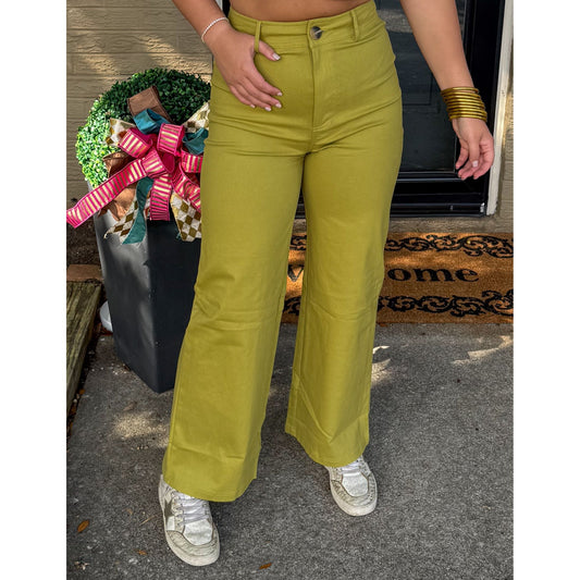 Tatum Straight Leg Pants, Chartreuse