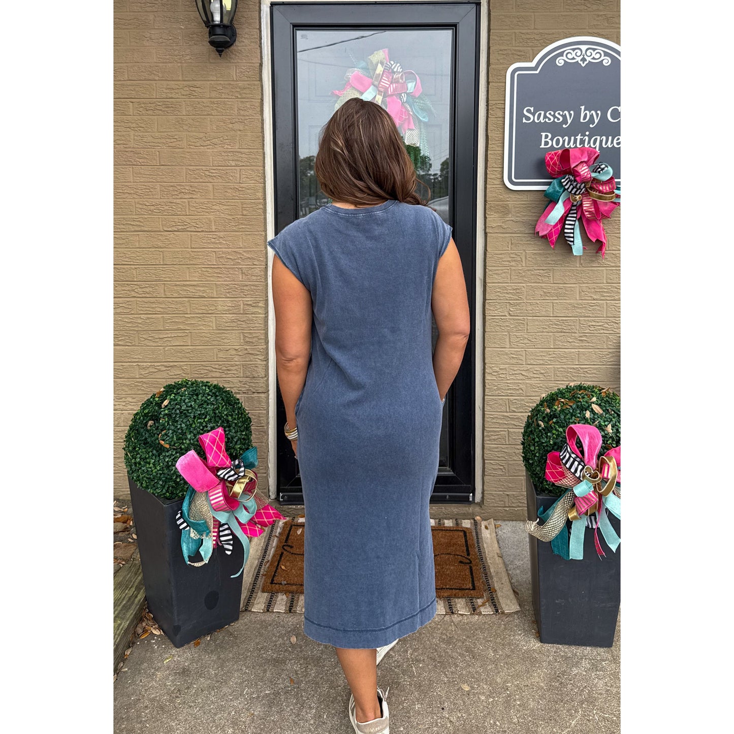 Fable Navy Midi Dress