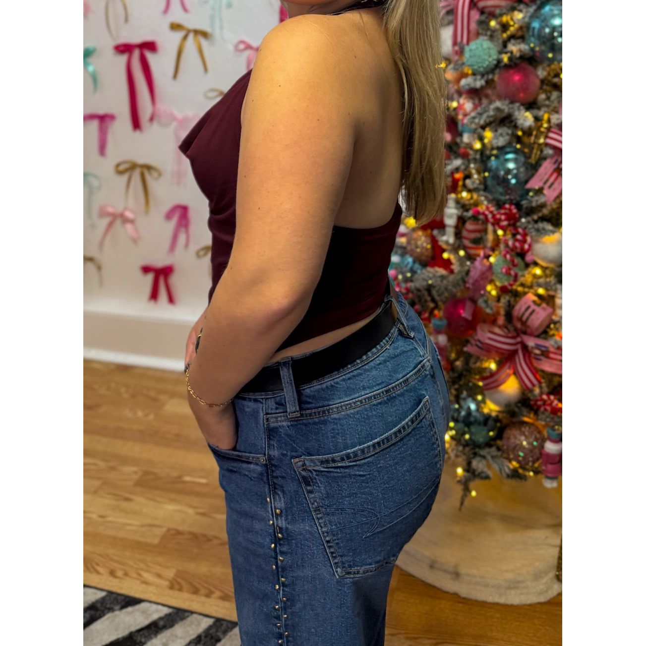 Cameron Halter Top, Burgundy