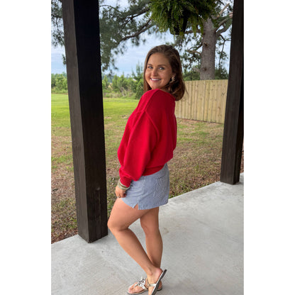 Boat Graphic Sweater, Red Multi