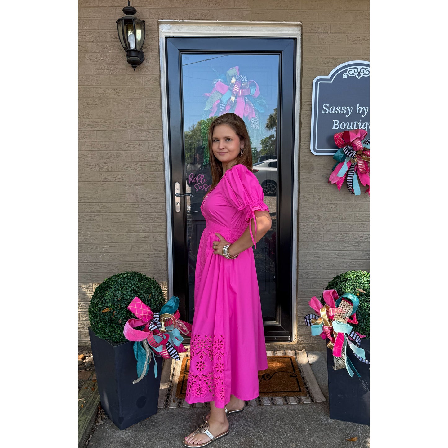 Barbie Girl Detail Dress, Hot Pink