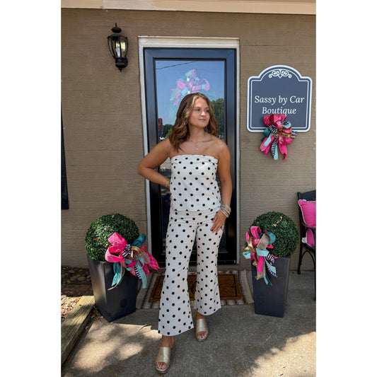 Alex Polka Dot Pants, Cream/Black