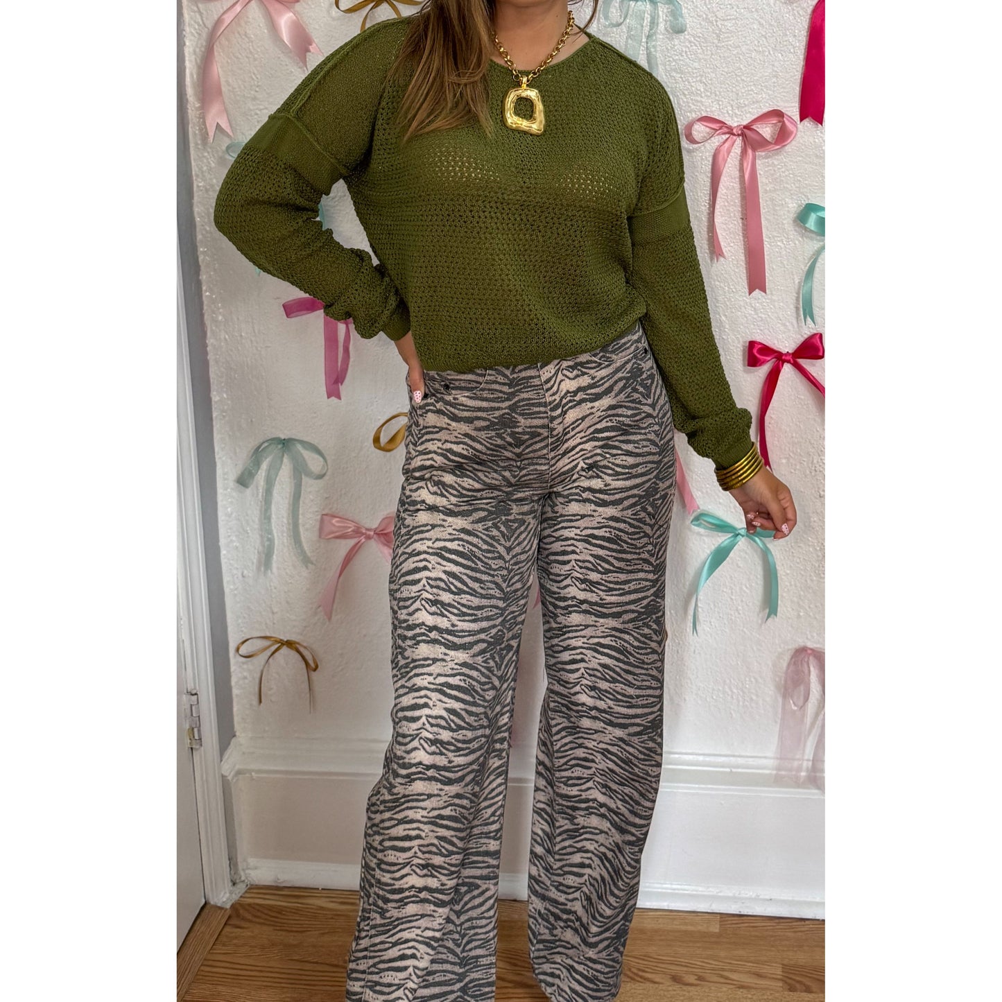 Reese Knit Sweater, Moss Green