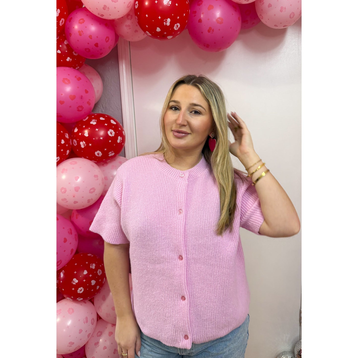 Aria Knit Top, Light Pink