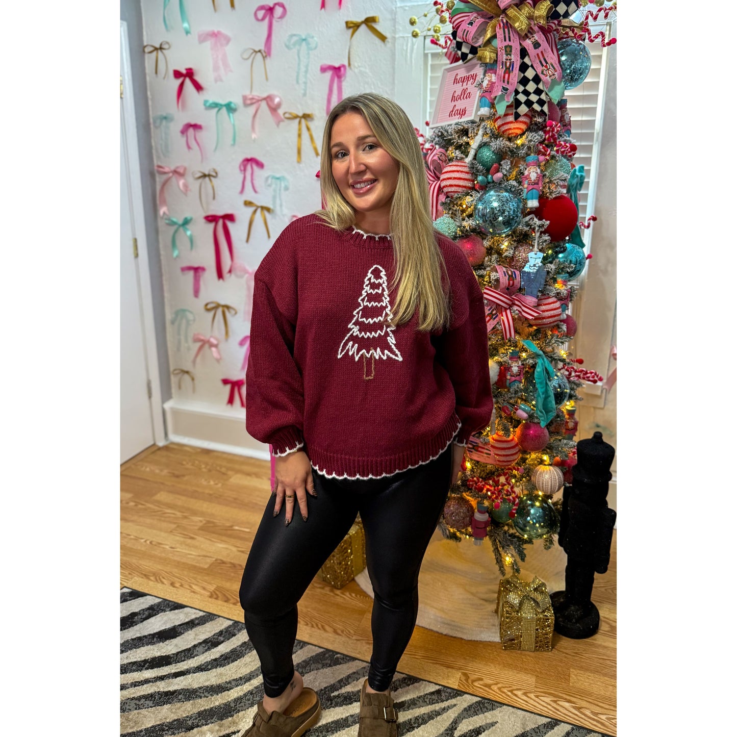 Tree Sweater, Burgundy