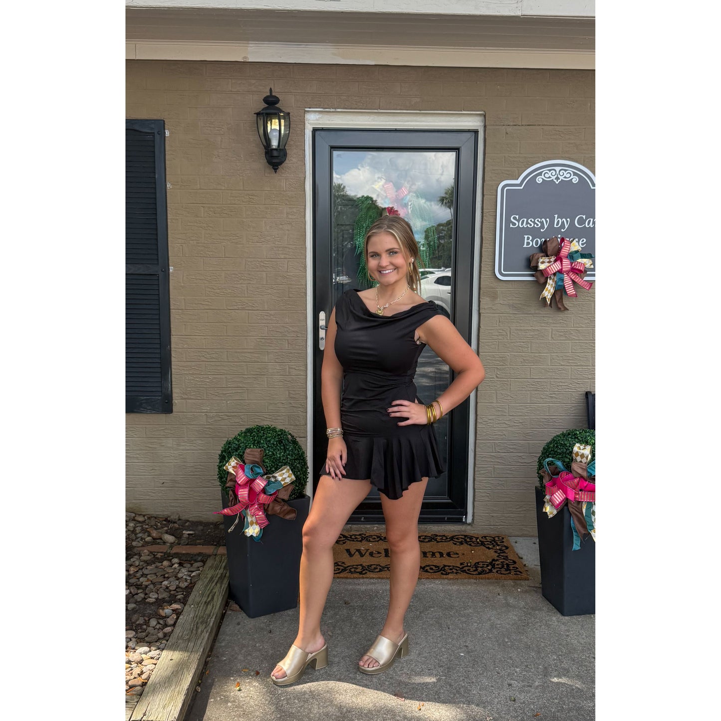 Asymmetrical Mini Dress, Black