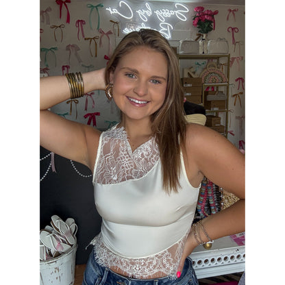 Lace Detail Top, Cream