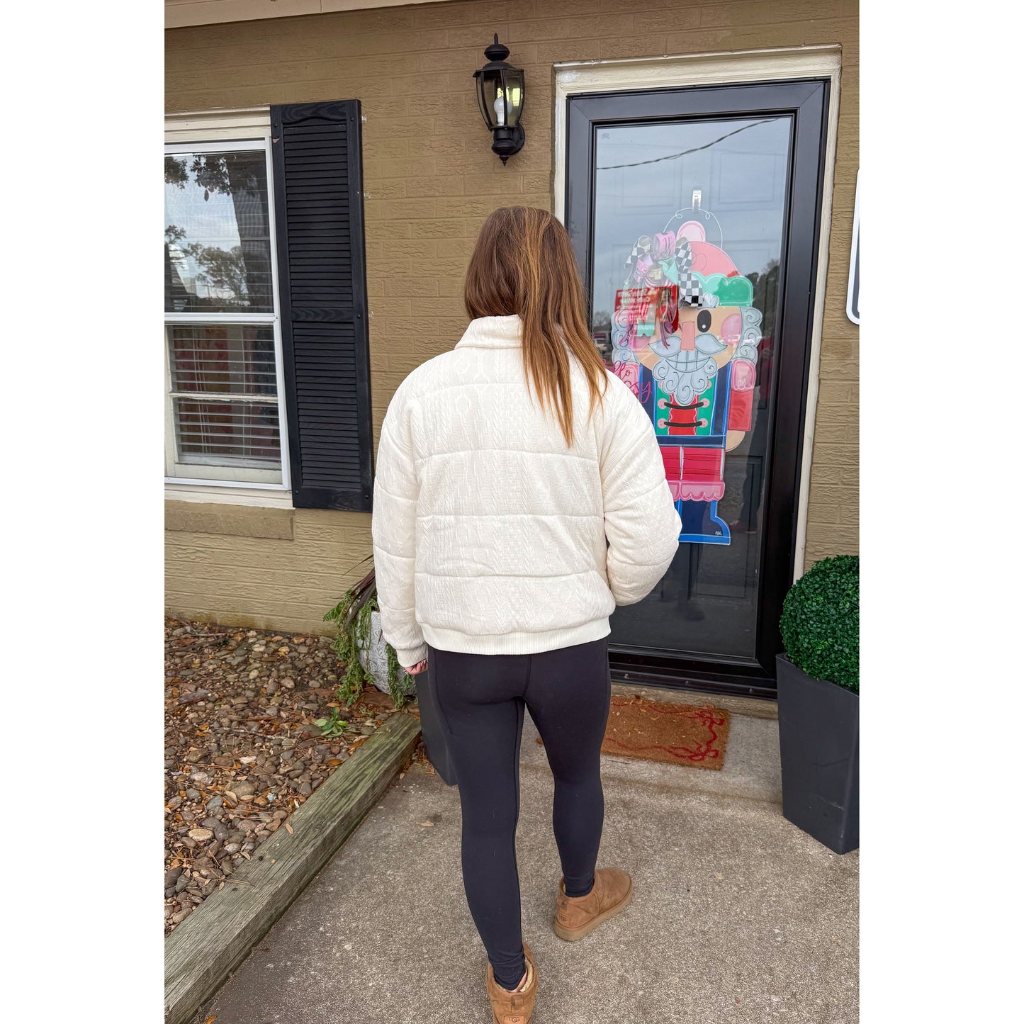 Cream Detail Puffer Jacket