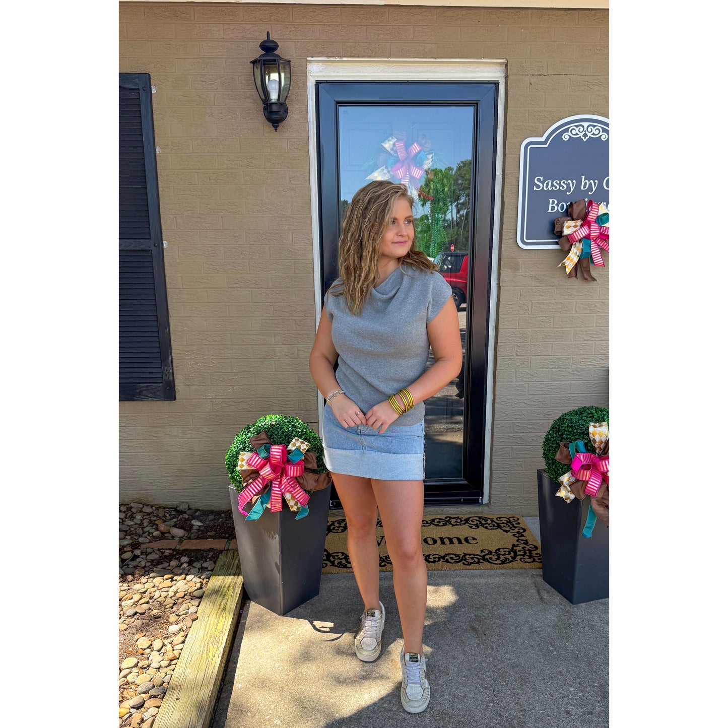 Emery Knit Top, Heather Grey