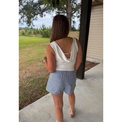 Sammy Back Cowl Neck Top, White