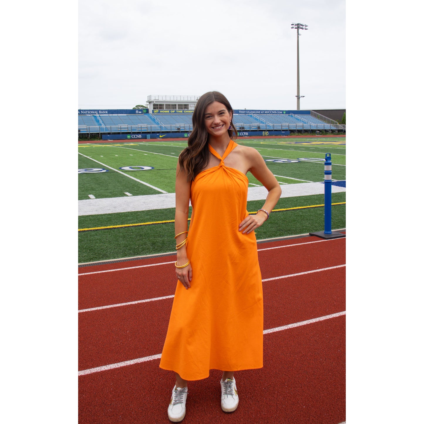 Brynn Halter Midi Dress, Orange