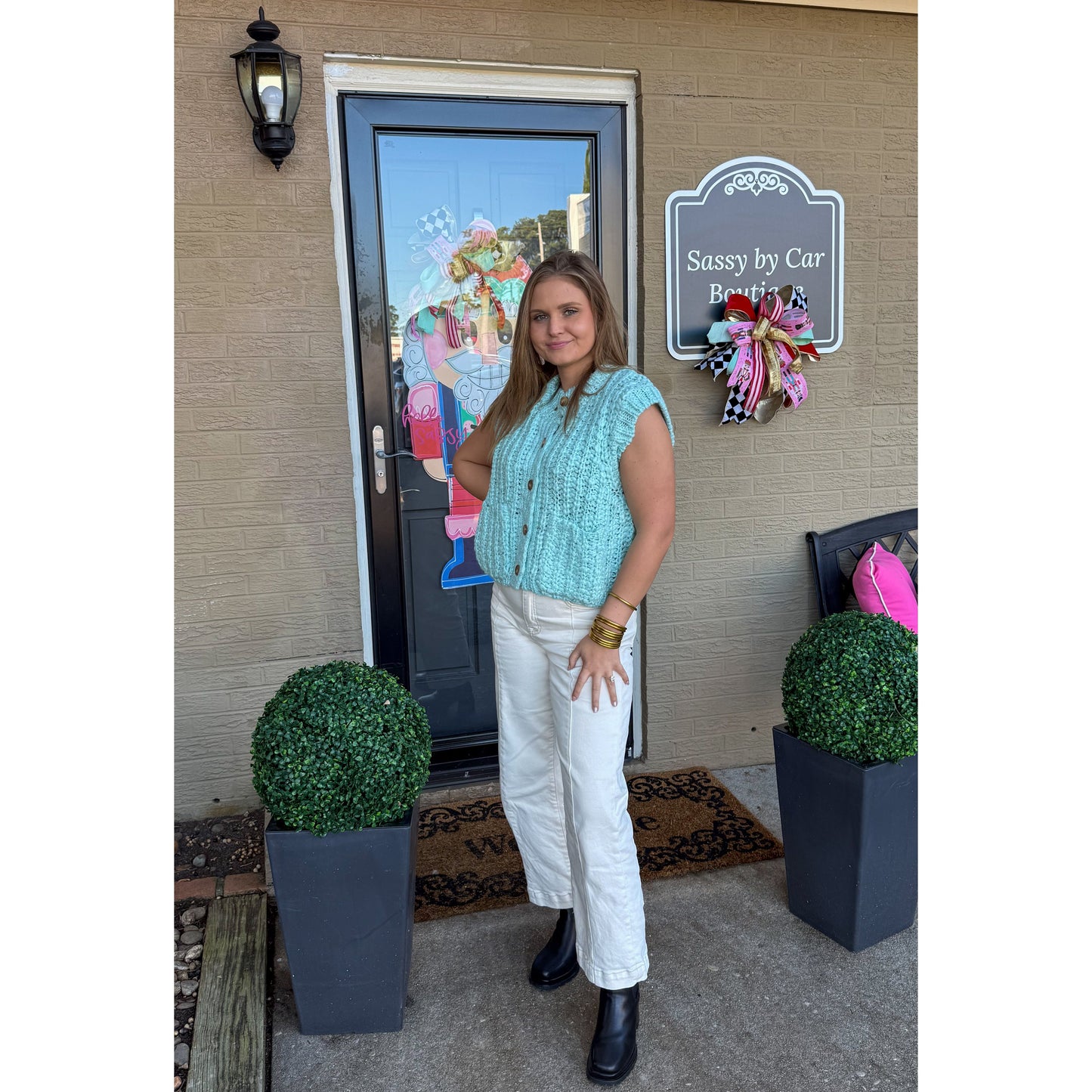 Sutton Sweater Knit Vest, Aqua