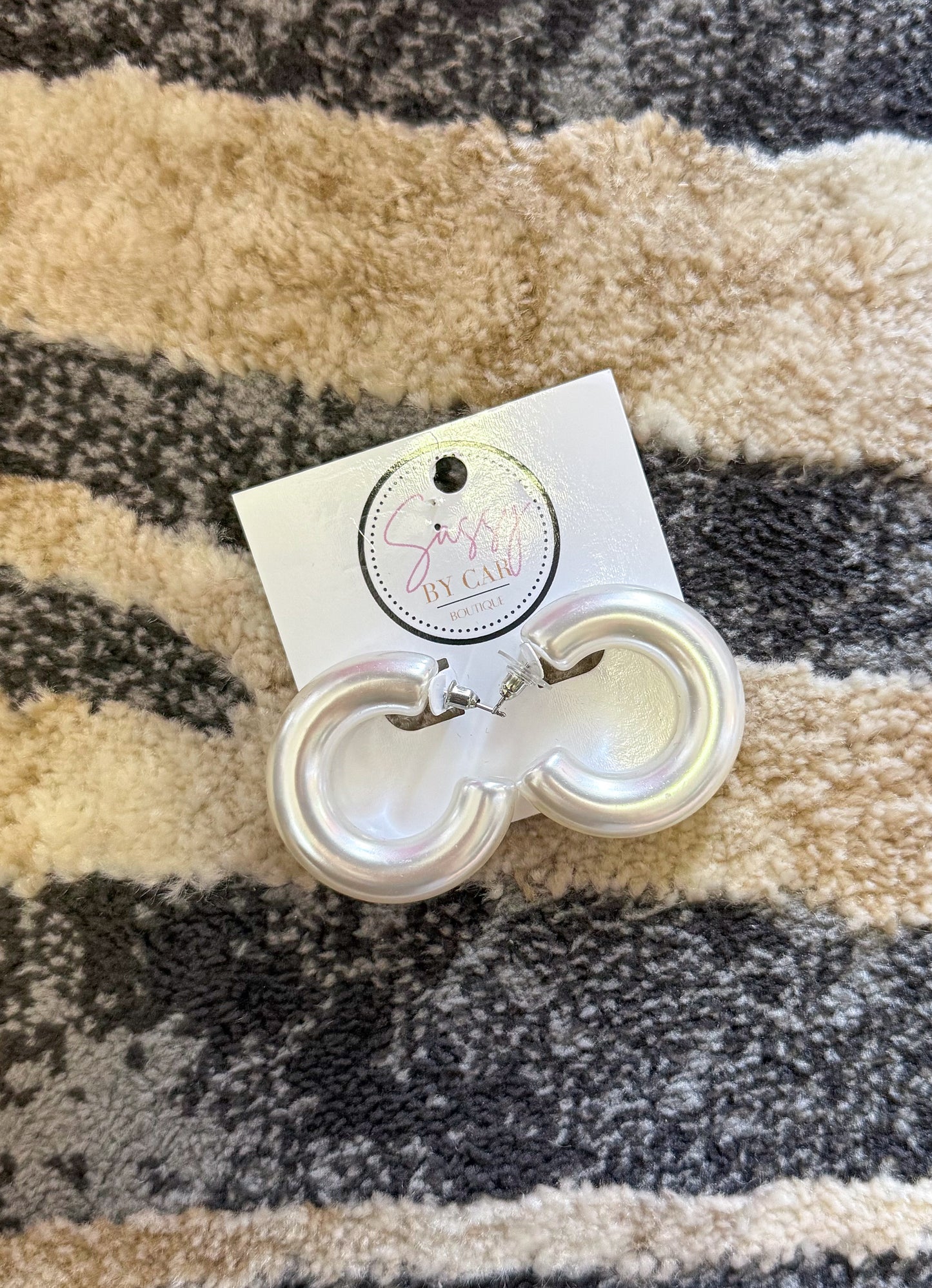 Matte Silver Hoops