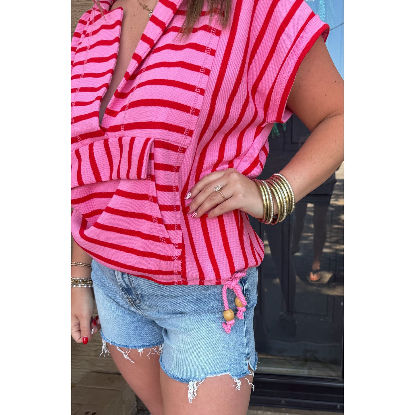 Pink/Red Stripe Top