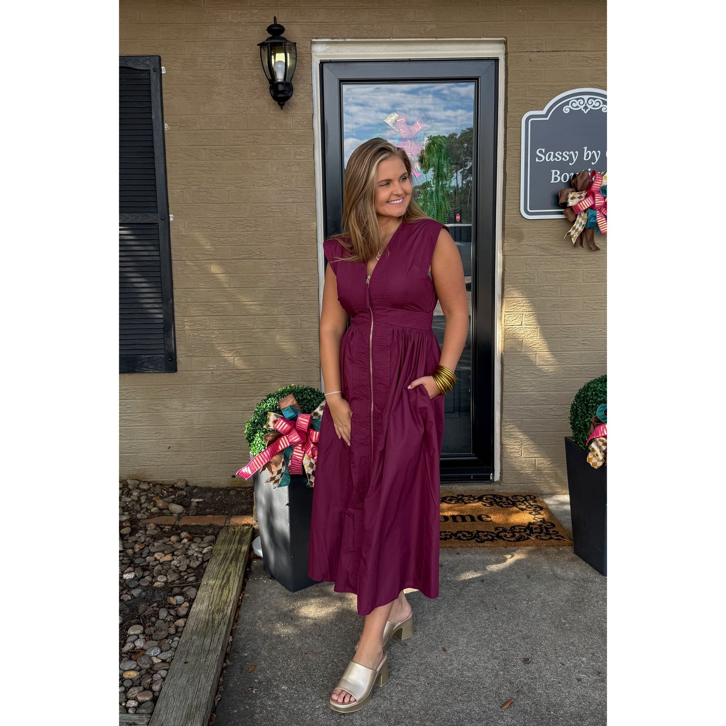 Annie Midi Dress, Burgundy