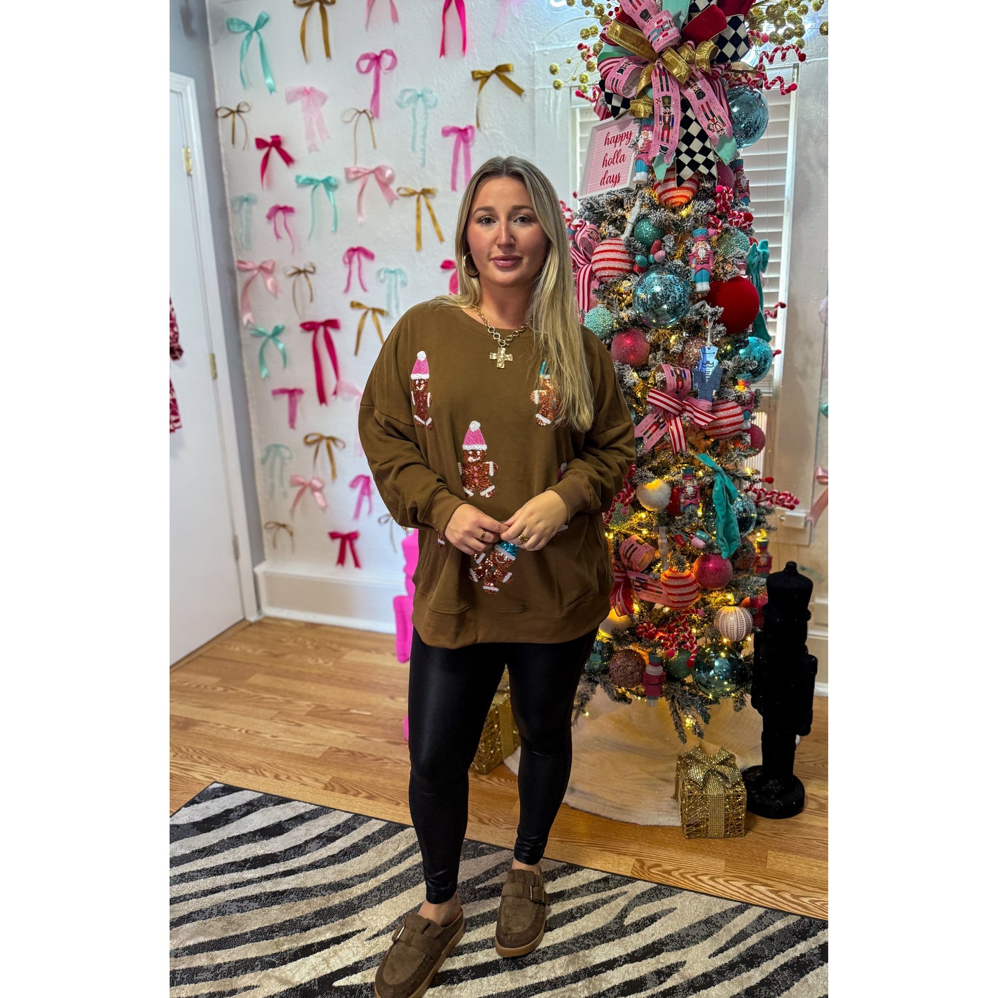 Sequin Gingerbread Top