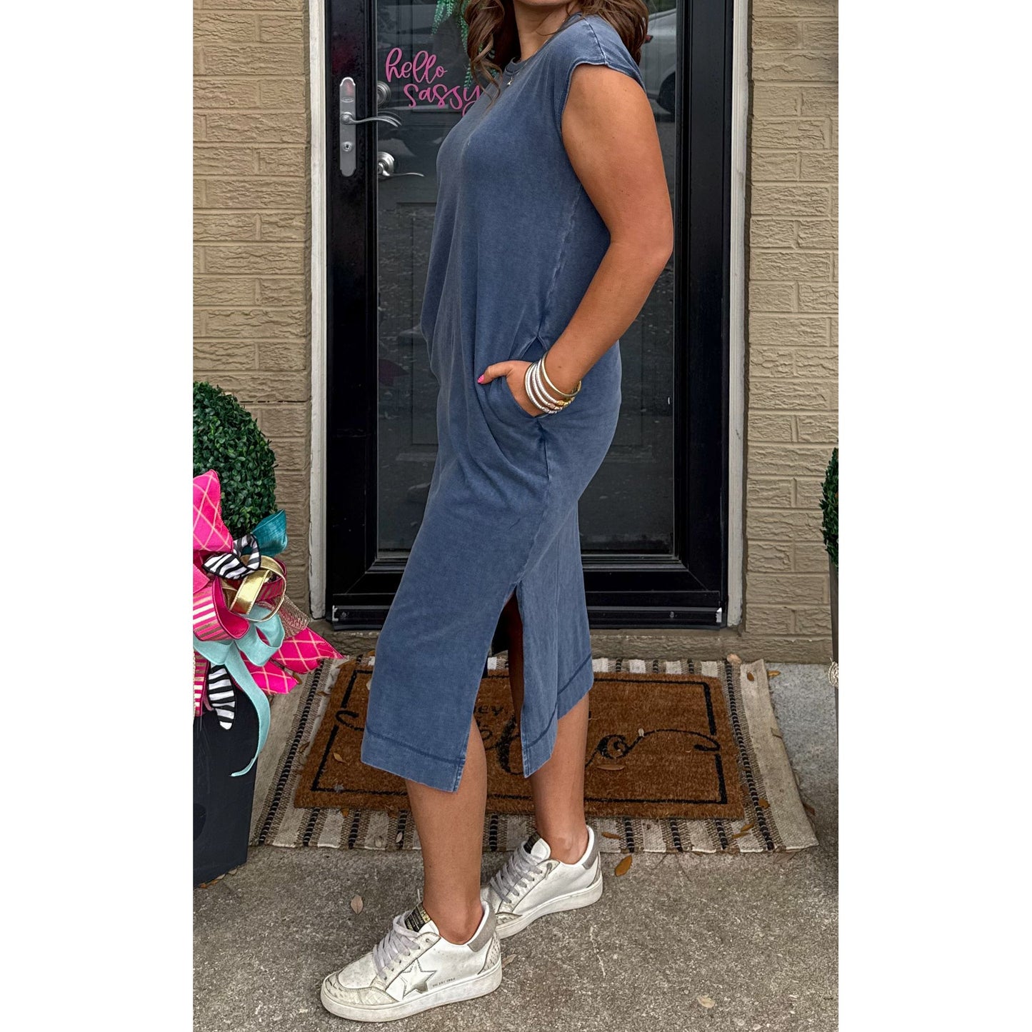 Fable Navy Midi Dress