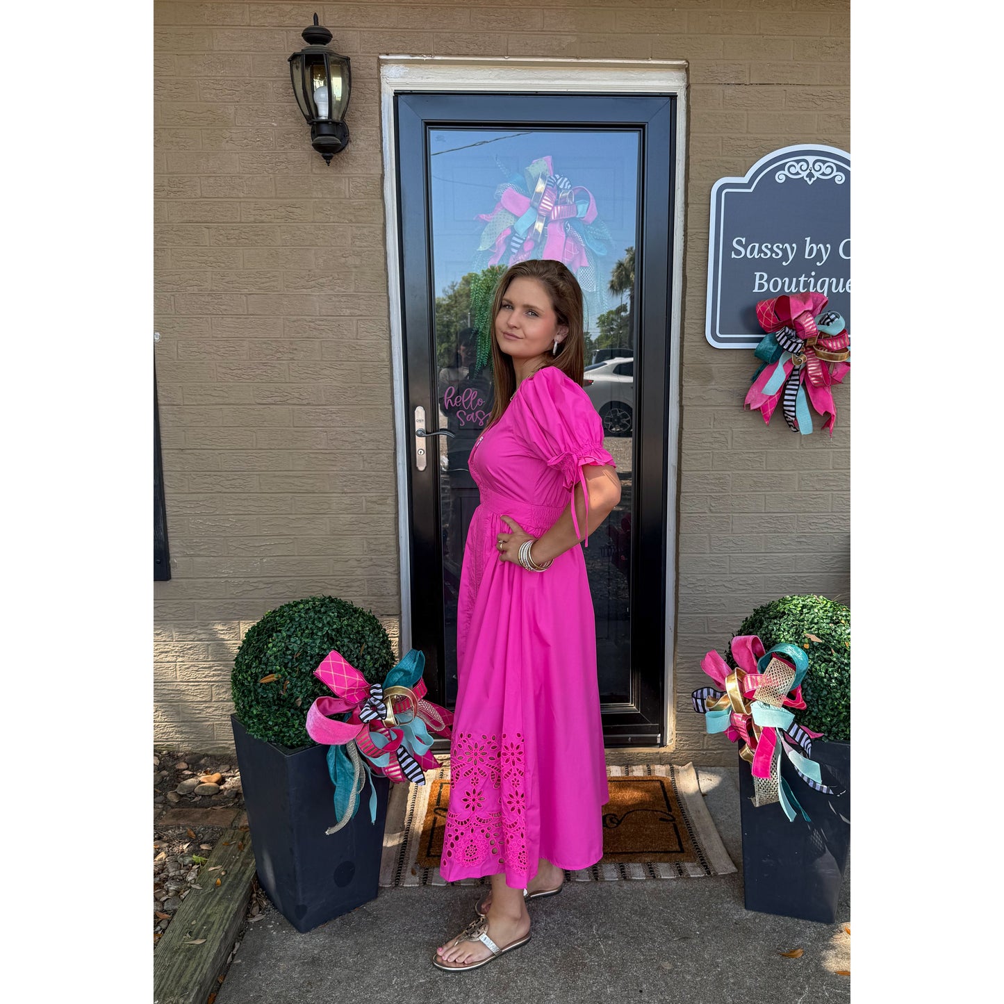 Barbie Girl Detail Dress, Hot Pink