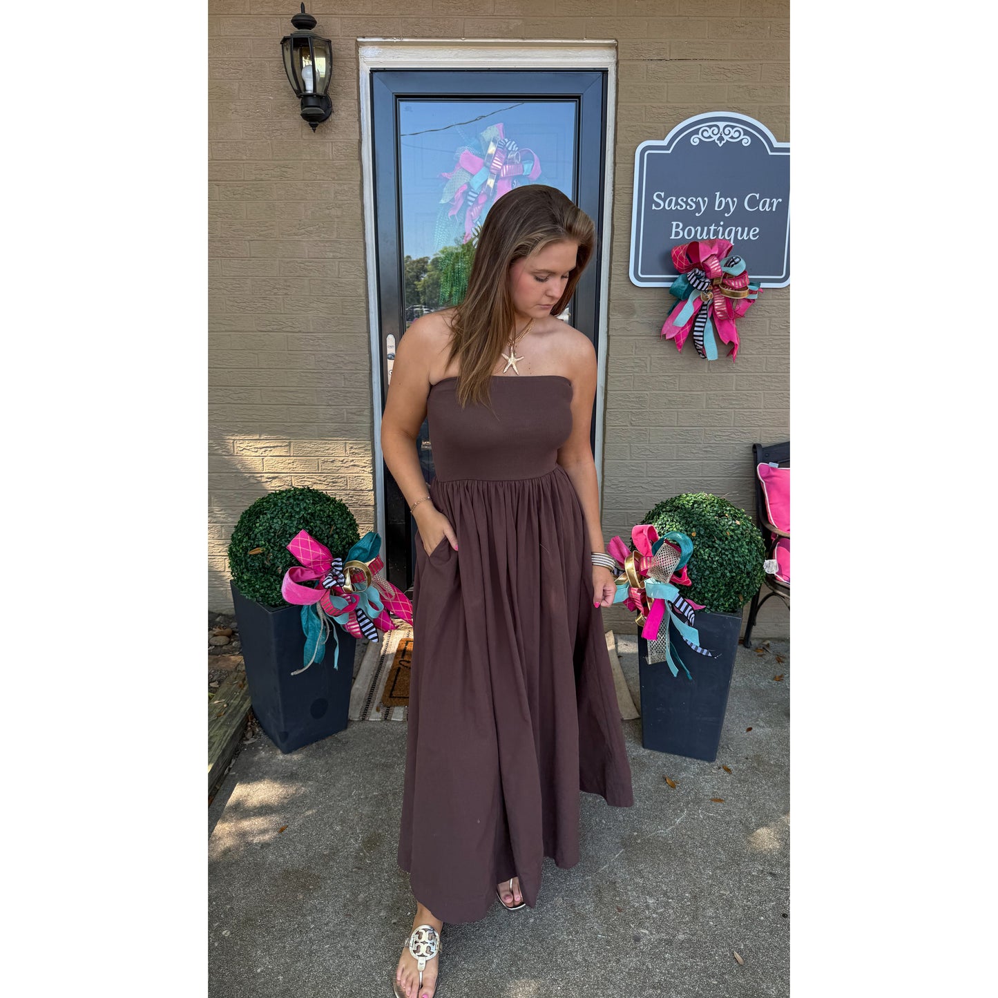 Soph Tube Dress, Chocolate Brown