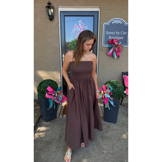 Soph Tube Dress, Chocolate Brown