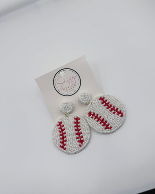 Baseball Beaded Earrings