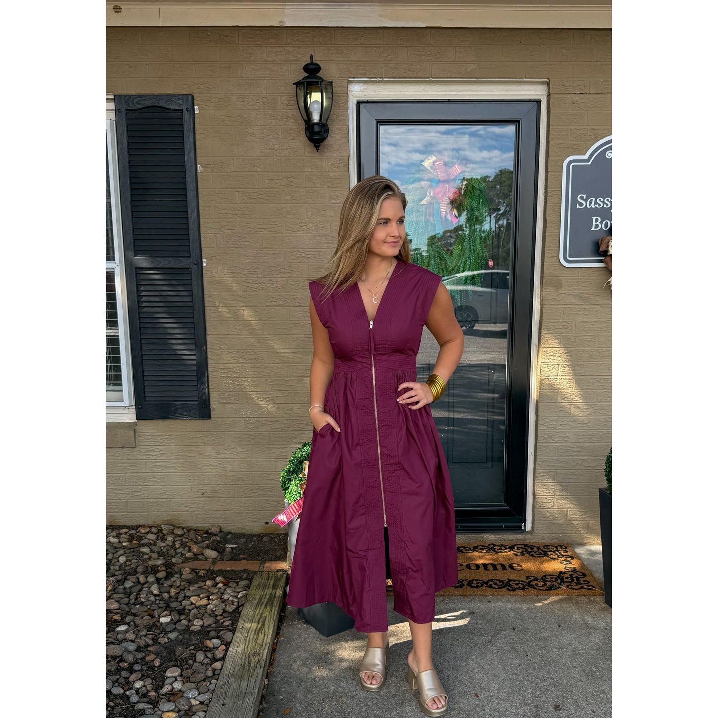 Annie Midi Dress, Burgundy