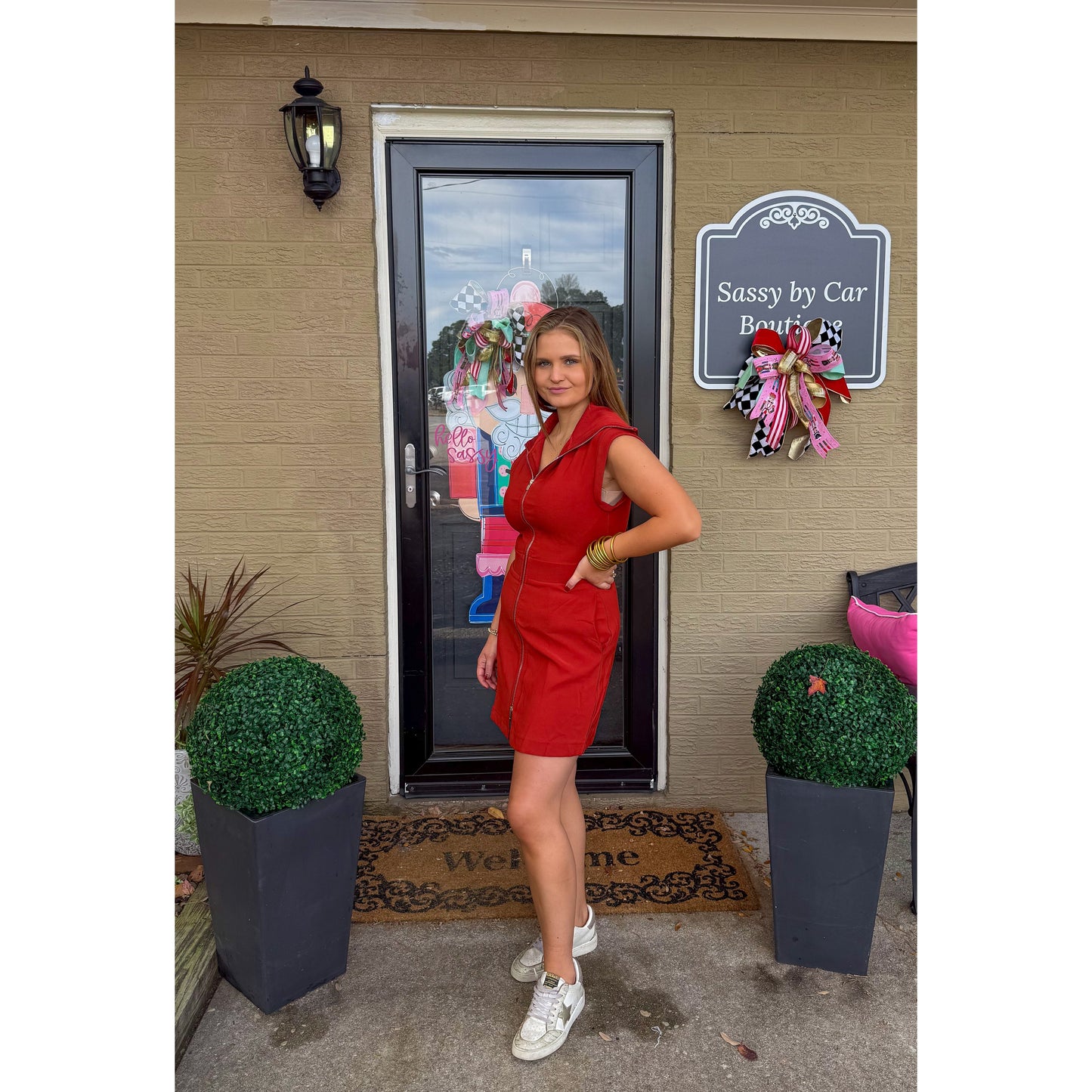 Claire Lounge Mini Dress, Rust